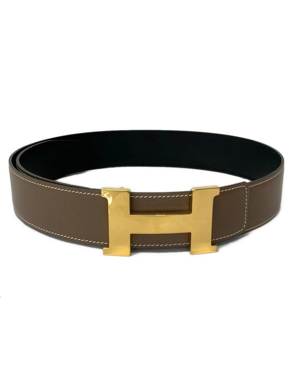 Hermes H Belt Dark Brown Leather Square #372093H64B